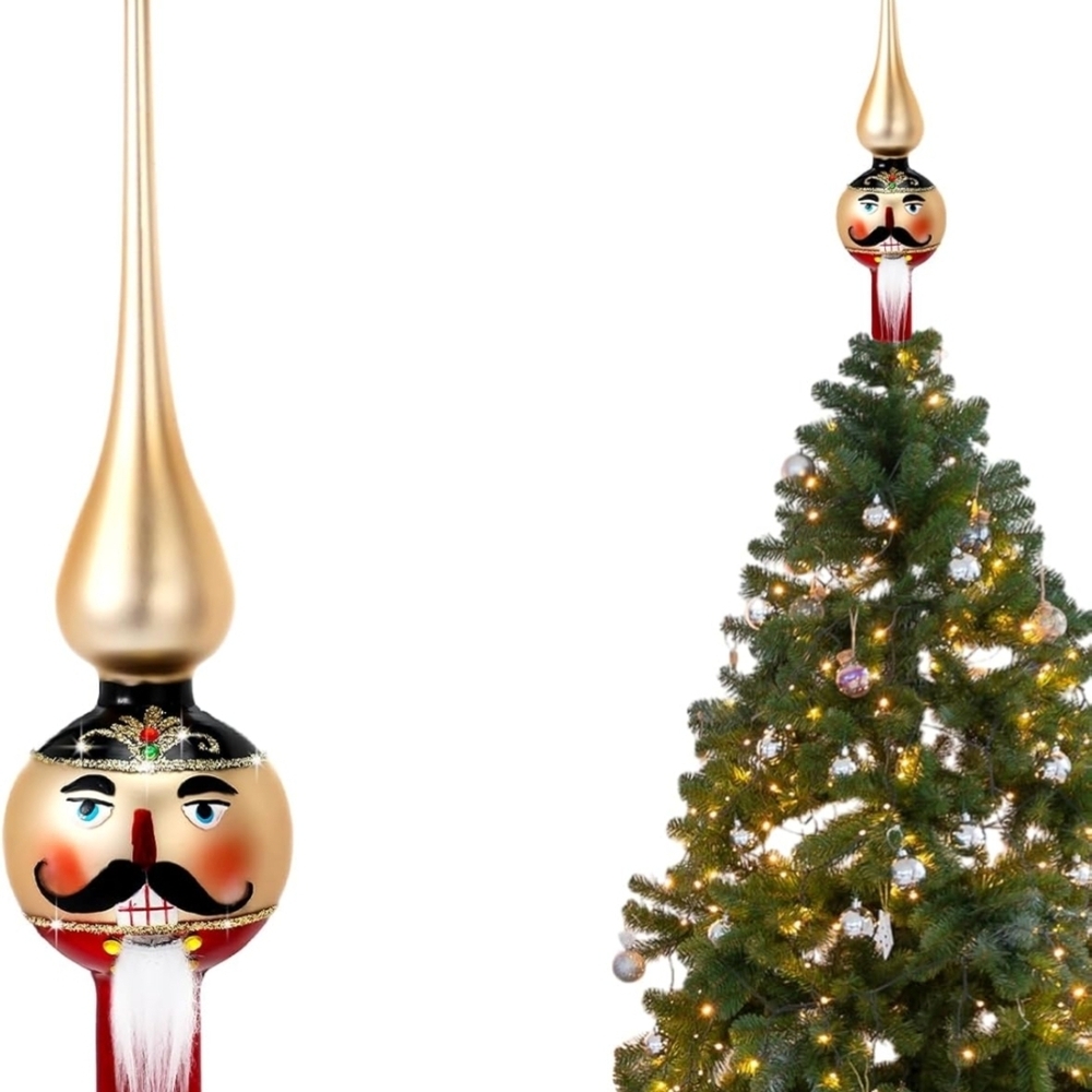Gold and Red Nutcracker Tree Topper